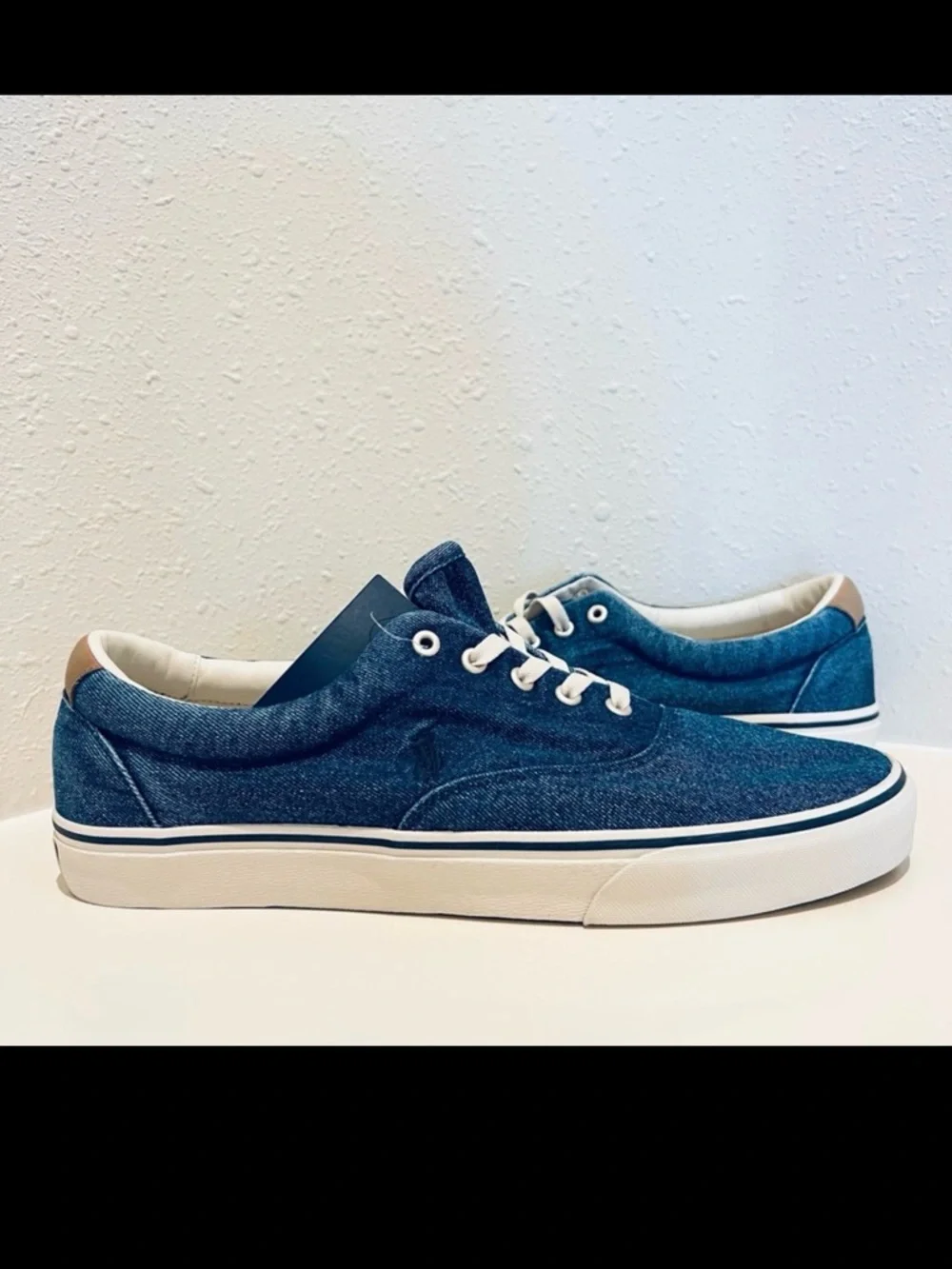 Polo Ralph Lauren Men’s Keaton Pony Dark Blue Denim Canvas Sneakers Sz 13 NEW